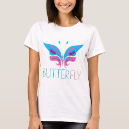 Blau und Rosa Schmetterling elegant T-Shirt