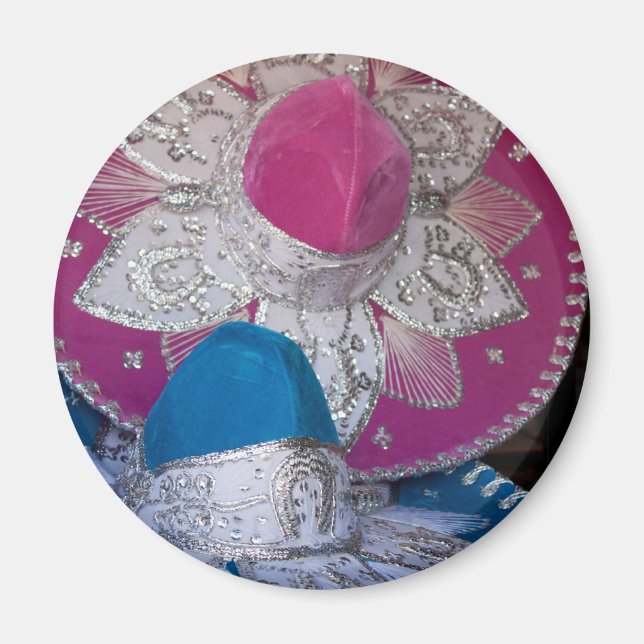 Blau und Rosa Sombreros Magnet (Vorne)