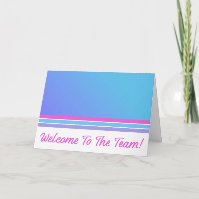 Blau und Rosa Willkommen im Team Neuer Mitarbeiter Karte (Vorderseite)