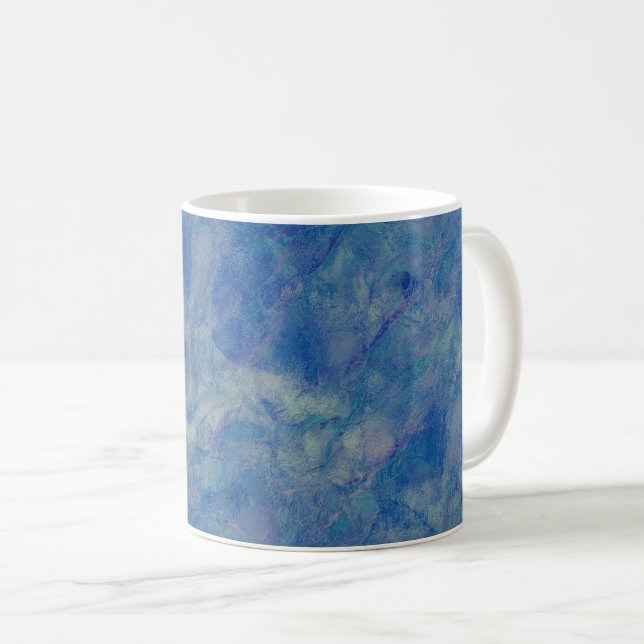 Blau- und rosafarbene Marmor Akrylabstraktion Kaffeetasse (VorderseiteRechts)
