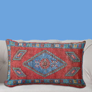 Blau und Rose Antikes türkisches Orientalisches Ru Lendenkissen