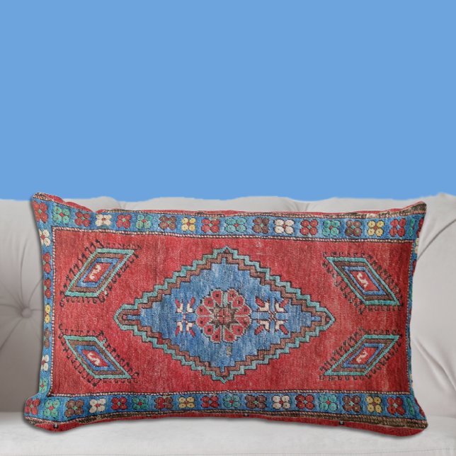 Blau und Rose Antikes türkisches Orientalisches Ru Lendenkissen (Von Creator hochgeladen)