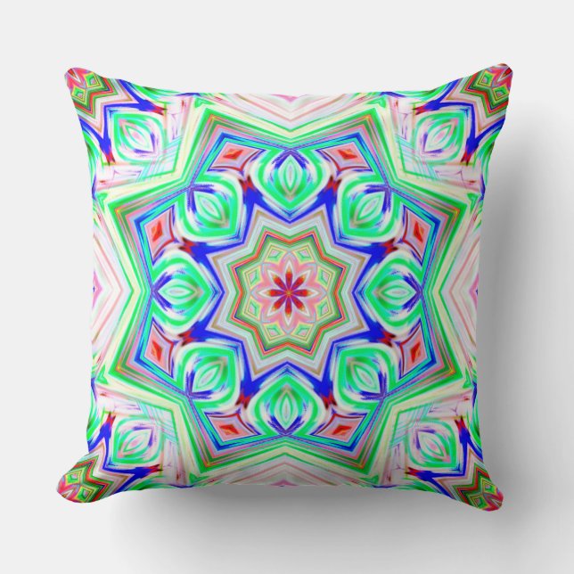 Blau und Rot 8 Sterne Kaleidoskop Kissen (Vorderseite)