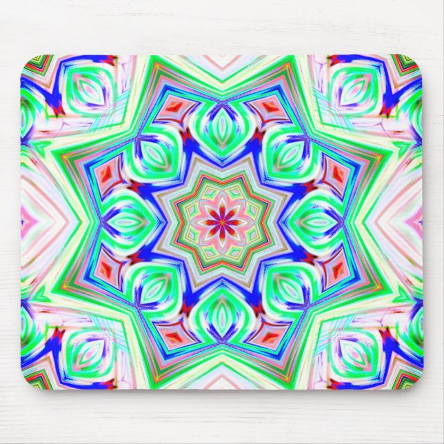 Blau und Rot 8 Sterne Kaleidoskop Mousepad (Vorne)