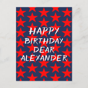 Blau und Rot Alles Gute zum Geburtstag Postkarte
