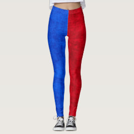 Blau und rot gestörtes Zwei-Tonen-Muster Leggings