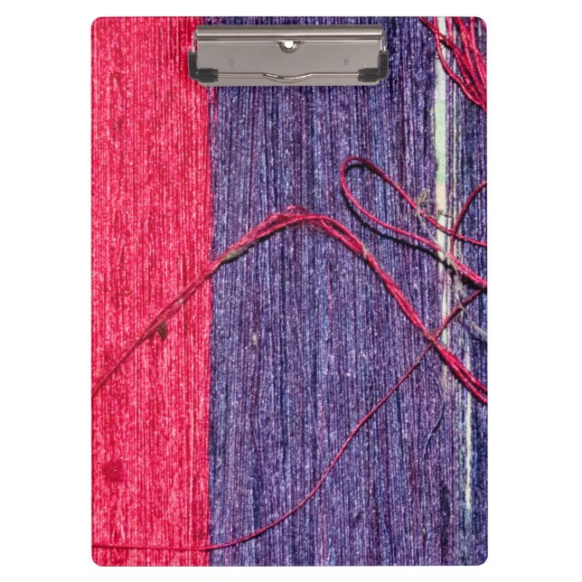 Blau und Rot handmade Thai Silk Klemmbrett (Vorderseite)