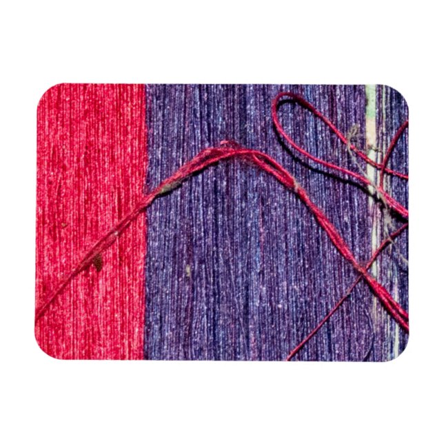 Blau und Rot handmade Thai Silk Magnet (Horizontal)