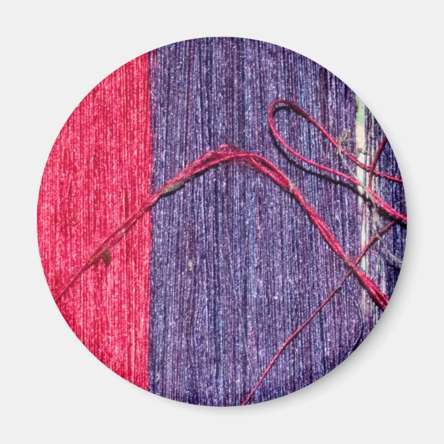 Blau und Rot handmade Thai Silk Magnet (Vorne)