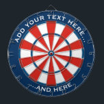 Blau und Rot mit benutzerdefiniertem Text Dartscheibe<br><div class="desc">Dartboard in blau und rot und zwei benutzerdefinierte Textbereiche.</div>