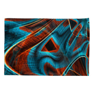 Blau und rot mit Grooves Kissenbezug