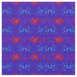 Blau und Rot mit Herz-Stoff-Muster nach Stille Stoff