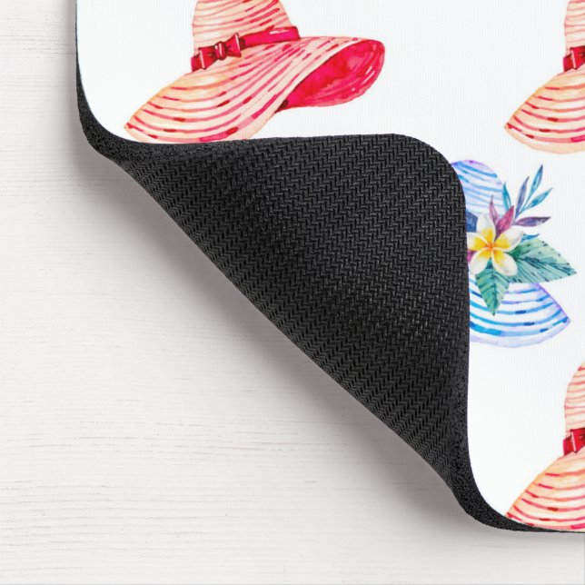 Blau und Rot Sommer Hats Muster Mousepad (Ecke)