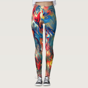 Blau- und Rottöne, virtuelle Satinfarbe Leggings