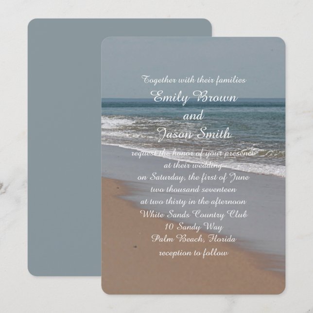 Blau- und Sandstrand Einladung (Vorne/Hinten)