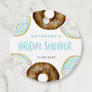 Blau und Schokolade Sprinkle Donuts Brautparty Geschenkanhänger