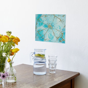 Blau und Schwarz Abstrakt Moderne Blume Foliendrucke