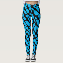 Blau und Schwarz Abstraktes Bio Webmuster Leggings