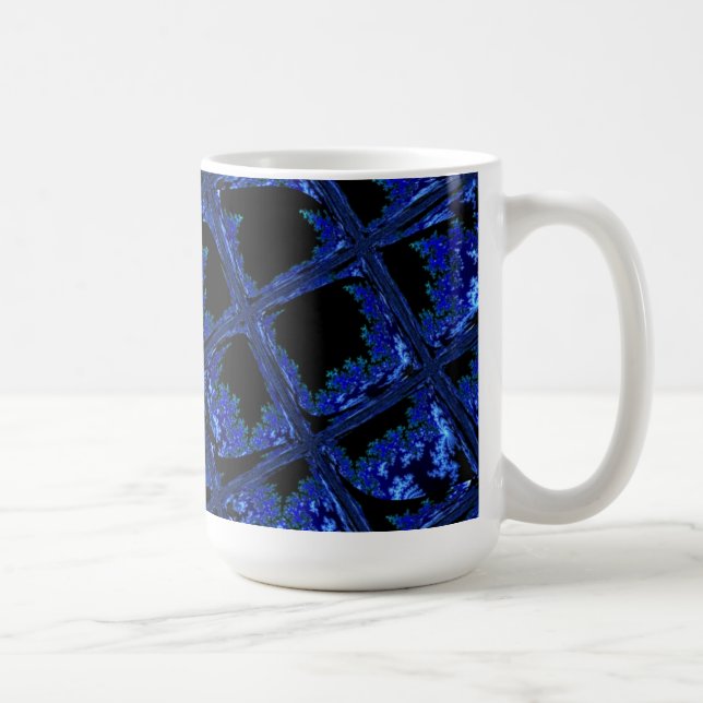 Blau- und Schwarz-Blockdesign Kaffeetasse (Rechts)