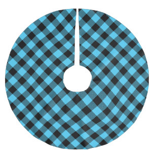 Blau und Schwarz Buffalo Kariert Patter Polyester Weihnachtsbaumdecke