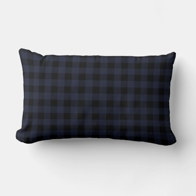 Blau und Schwarz | Buffalo Kariert Style Lendenkissen (Vorderseite)