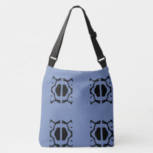 Blau- und Schwarz-Geometrie-Muster Tragetaschen Mit Langen Trägern