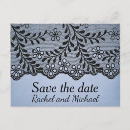 Blau und Schwarz - Imitate stehen Save the Date Ankündigungspostkarte