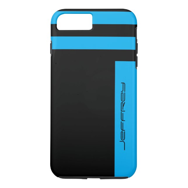 Blau und Schwarz Minimalistisch mit Name Einfache  Case-Mate iPhone Hülle (Rückseite)