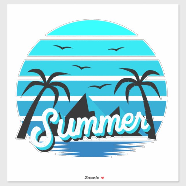 Blau und Schwarz Modernes Sommerdesign Aufkleber (Blatt)