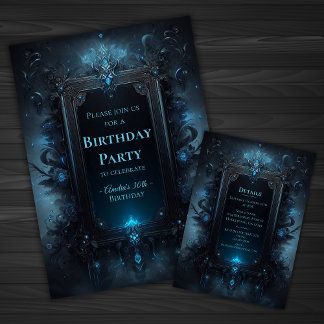 Blau und Schwarz Mystical Hexy Gothday Einladung