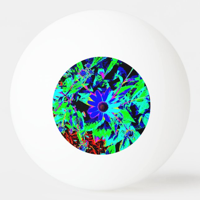 Blau und Schwarz Retro Tischtennisball (Vorderseite)