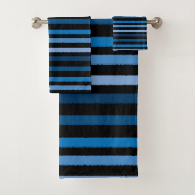 Blau und Schwarz Streifen Badhandtuch Set (Insitu)