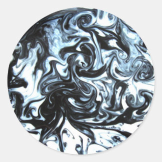 Blau und Schwarz Tinte Swirl Runder Aufkleber