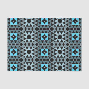 Blau und Schwarz Trendy Mosaic Geometric Muster Seidenpapier