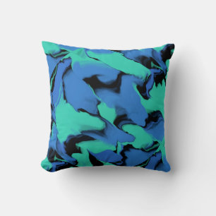 Blau- und Schwarz-Wavy-Design Kissen