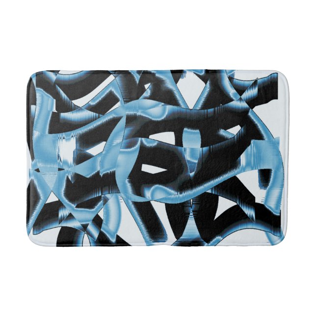 Blau- und schwarze Schrotte oder Bänder zerstört Badematte (Vorderseite)