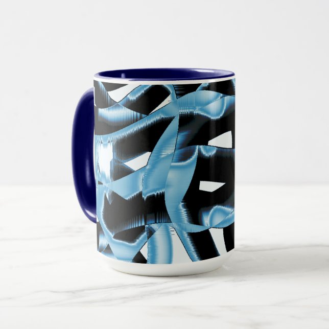 Blau- und schwarze Schrotte oder Bänder zerstört Tasse (Vorderseite Links)