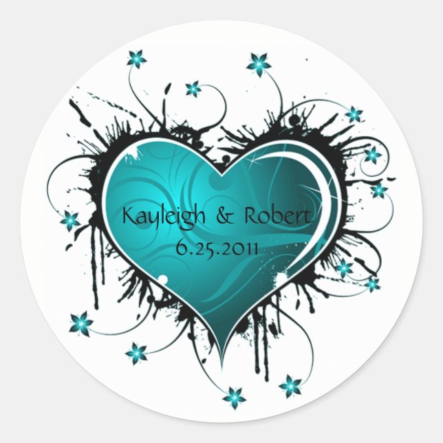 Blau- und Schwarze Wirbel Save the Date Sticker (Vorderseite)
