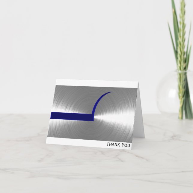 Blau und Silber als Bürstenmetall Dankeskarte (Vorderseite)