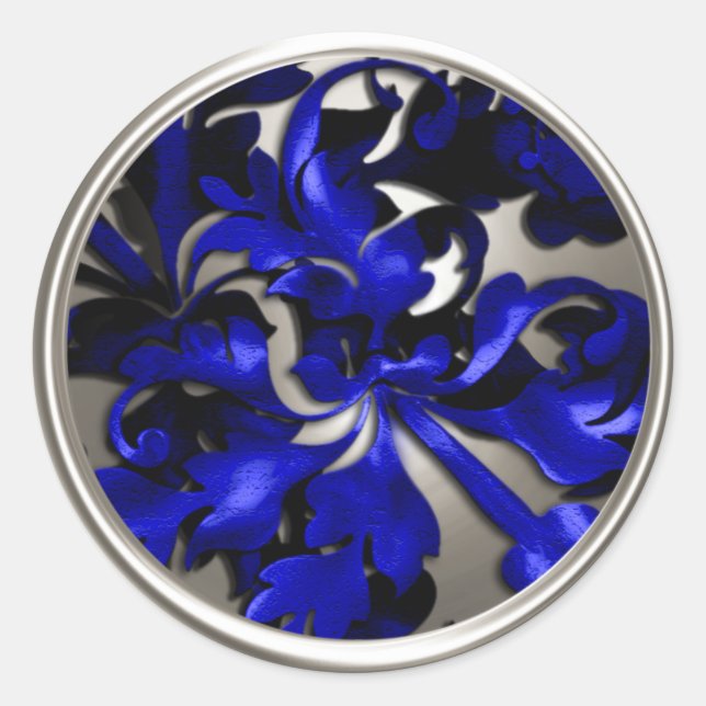 Blau und Silber, Fabuläre Foliage Umschlag Aufkleb Runder Aufkleber (Vorderseite)