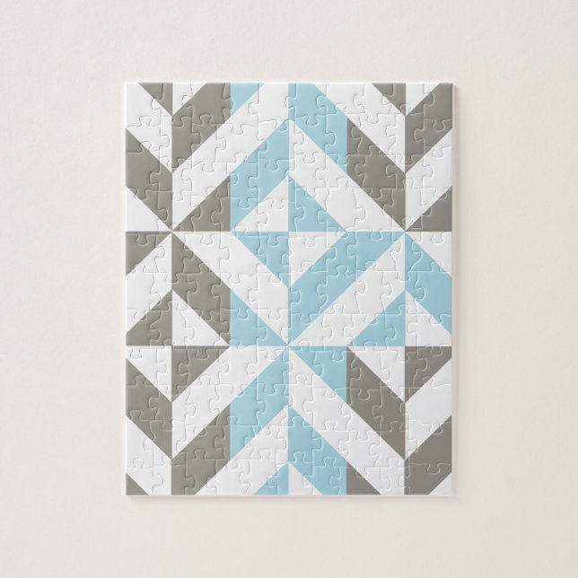 Blau und Silber Geometric ZigZag (Vertikal)