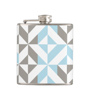 Blau und Silber Geometric ZigZag Flachmann
