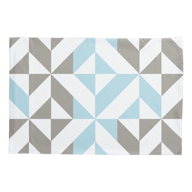 Blau und Silber Geometric ZigZag Kissenbezug (Rückseite-Links)