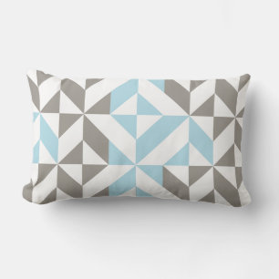 Blau und Silber Geometric ZigZag Lendenkissen
