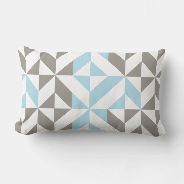 Blau und Silber Geometric ZigZag Lendenkissen (Vorderseite)