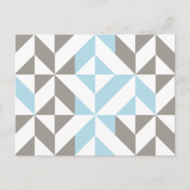Blau und Silber Geometric ZigZag Postkarte (Vorderseite)