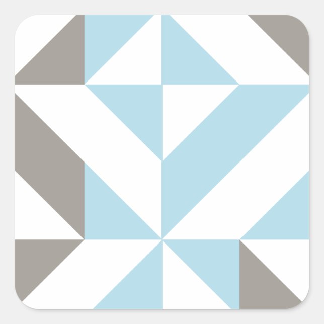 Blau und Silber Geometric ZigZag Quadratischer Aufkleber (Vorderseite)
