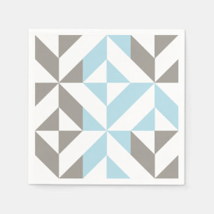 Blau und Silber Geometric ZigZag Serviette