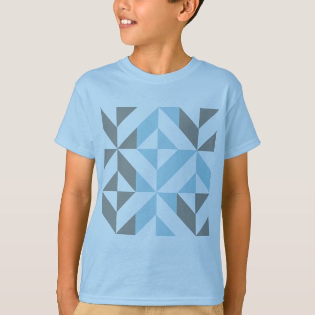 Blau und Silber Geometric ZigZag T-Shirt (Vorderseite)