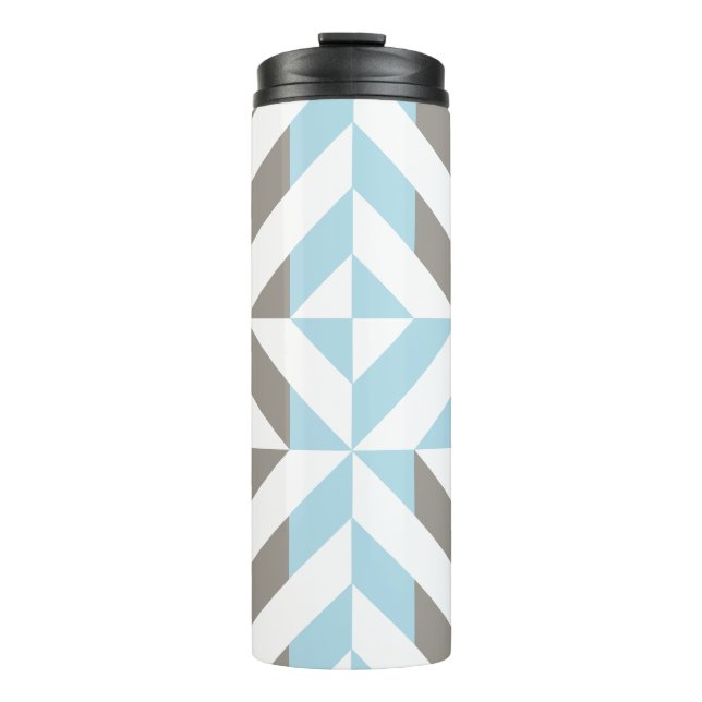 Blau und Silber Geometric ZigZag Thermosbecher (Vorderseite)